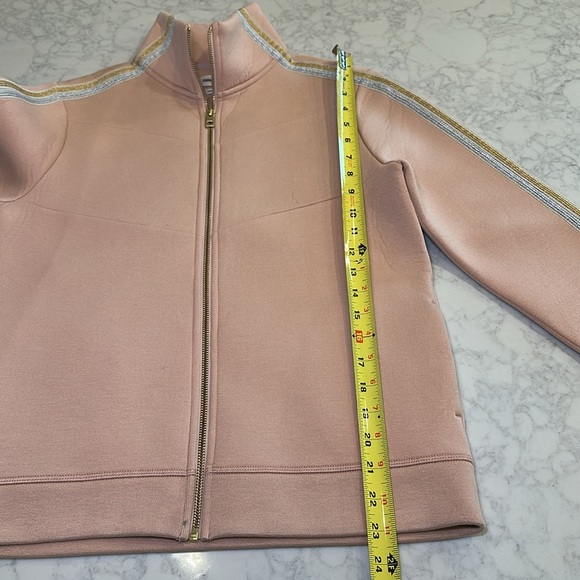 Zadig & Voltaire Cosy Neo Zip Up Jacket Blush Pink Metallic Stripe Size Small - Picture 7 of 8